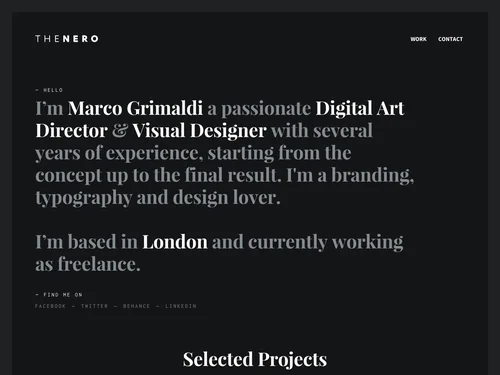「THENERO – Marco Grimaldi Digital Art Director and Visual Designer」のキャプチャ画像